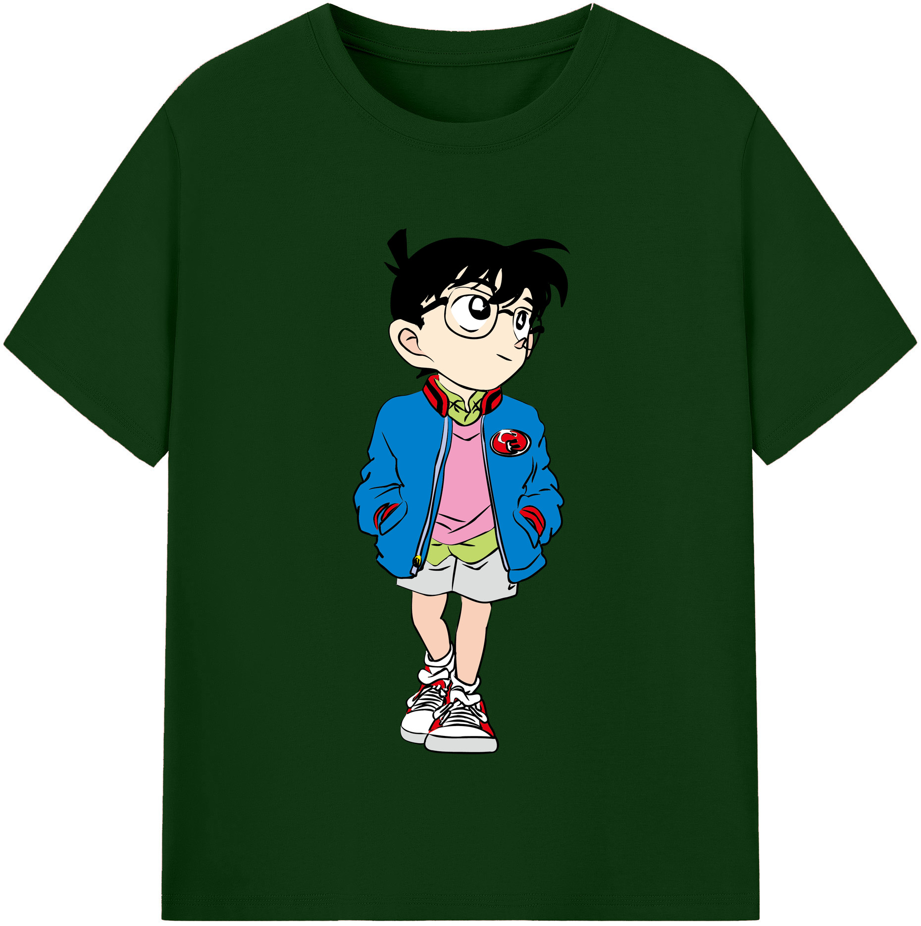 （画像用） 名探偵コナン 江戸川 コナン Detective Conan Conan Edogawa 綿100％半袖Tシャツ（フロントプリント）